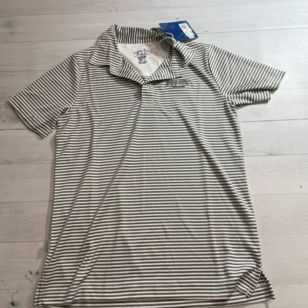 Garb boys grey white‎ striped polo shirt 7/8 NEW